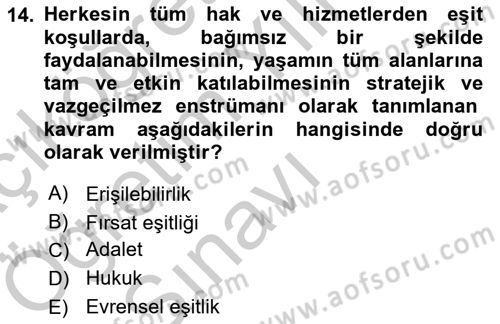 İnsan Davranışı Ve Sosyal Çevre 2 Dersi 2018 - 2019 Yılı Yaz Okulu Sınav Soruları 14. Soru