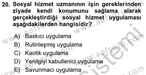 İnsan Davranışı Ve Sosyal Çevre 2 Dersi 2018 - 2019 Yılı Yaz Okulu Sınav Soruları 20. Soru