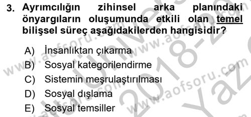 İnsan Davranışı Ve Sosyal Çevre 2 Dersi 2018 - 2019 Yılı Yaz Okulu Sınav Soruları 3. Soru