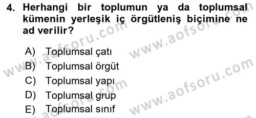 İnsan Davranışı Ve Sosyal Çevre 2 Dersi 2021 - 2022 Yılı (Vize) Ara Sınav Soruları 4. Soru