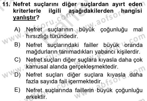 İnsan Davranışı Ve Sosyal Çevre 2 Dersi 2021 - 2022 Yılı (Final) Dönem Sonu Sınav Soruları 11. Soru