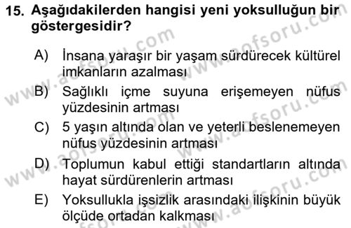 İnsan Davranışı Ve Sosyal Çevre 2 Dersi 2021 - 2022 Yılı (Final) Dönem Sonu Sınav Soruları 15. Soru