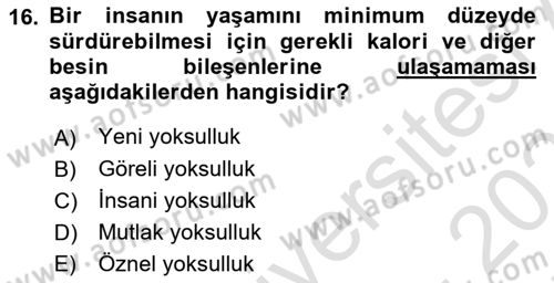 İnsan Davranışı Ve Sosyal Çevre 2 Dersi 2021 - 2022 Yılı (Final) Dönem Sonu Sınav Soruları 16. Soru