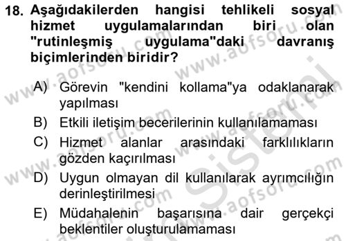 İnsan Davranışı Ve Sosyal Çevre 2 Dersi 2021 - 2022 Yılı (Final) Dönem Sonu Sınav Soruları 18. Soru