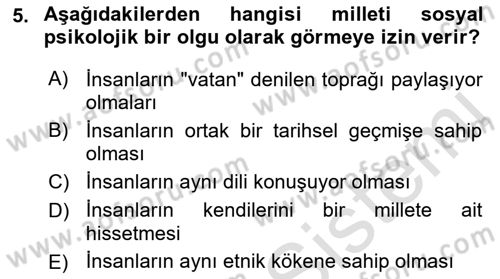 İnsan Davranışı Ve Sosyal Çevre 2 Dersi 2021 - 2022 Yılı (Final) Dönem Sonu Sınav Soruları 5. Soru