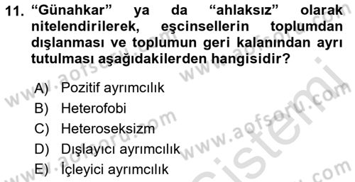 İnsan Davranışı Ve Sosyal Çevre 2 Dersi 2021 - 2022 Yılı Yaz Okulu Sınav Soruları 11. Soru