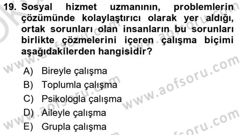 İnsan Davranışı Ve Sosyal Çevre 2 Dersi 2021 - 2022 Yılı Yaz Okulu Sınav Soruları 19. Soru