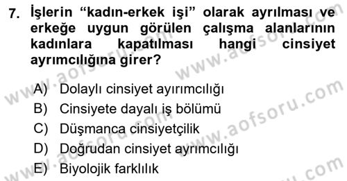 İnsan Davranışı Ve Sosyal Çevre 2 Dersi 2021 - 2022 Yılı Yaz Okulu Sınav Soruları 7. Soru