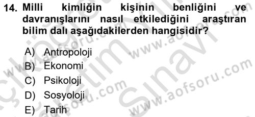 İnsan Davranışı Ve Sosyal Çevre 2 Dersi 2023 - 2024 Yılı (Vize) Ara Sınav Soruları 14. Soru