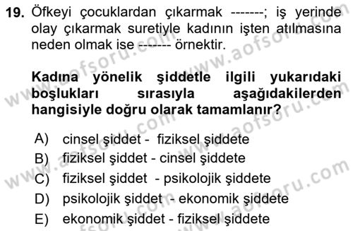 İnsan Davranışı Ve Sosyal Çevre 2 Dersi 2023 - 2024 Yılı (Vize) Ara Sınav Soruları 19. Soru