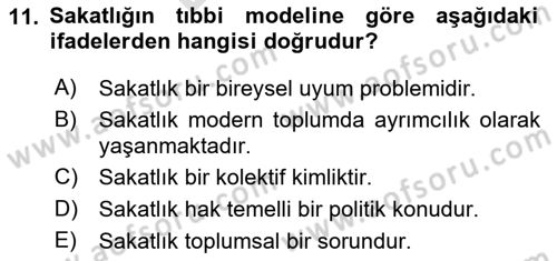 İnsan Davranışı Ve Sosyal Çevre 2 Dersi 2023 - 2024 Yılı (Final) Dönem Sonu Sınav Soruları 11. Soru