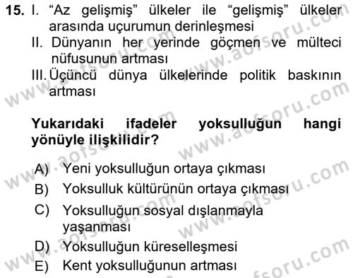 İnsan Davranışı Ve Sosyal Çevre 2 Dersi 2023 - 2024 Yılı (Final) Dönem Sonu Sınav Soruları 15. Soru