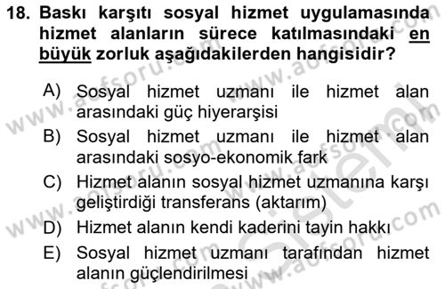 İnsan Davranışı Ve Sosyal Çevre 2 Dersi 2023 - 2024 Yılı (Final) Dönem Sonu Sınav Soruları 18. Soru