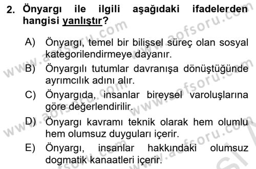 İnsan Davranışı Ve Sosyal Çevre 2 Dersi 2023 - 2024 Yılı (Final) Dönem Sonu Sınav Soruları 2. Soru