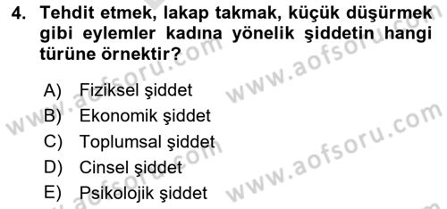 İnsan Davranışı Ve Sosyal Çevre 2 Dersi 2023 - 2024 Yılı (Final) Dönem Sonu Sınav Soruları 4. Soru
