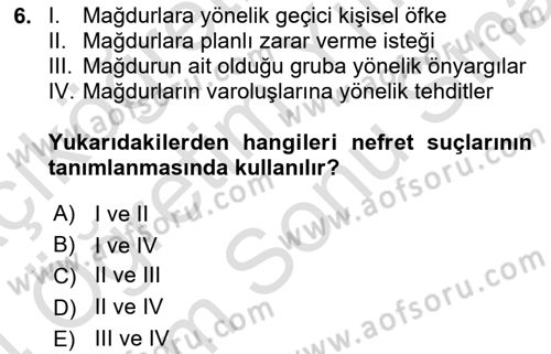 İnsan Davranışı Ve Sosyal Çevre 2 Dersi 2023 - 2024 Yılı (Final) Dönem Sonu Sınav Soruları 6. Soru