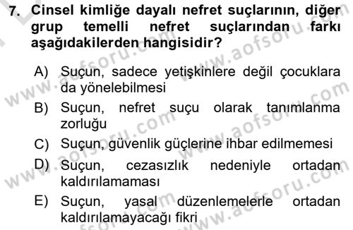 İnsan Davranışı Ve Sosyal Çevre 2 Dersi 2023 - 2024 Yılı (Final) Dönem Sonu Sınav Soruları 7. Soru