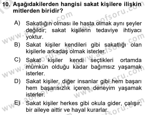 İnsan Davranışı Ve Sosyal Çevre 2 Dersi 2023 - 2024 Yılı Yaz Okulu Sınav Soruları 10. Soru