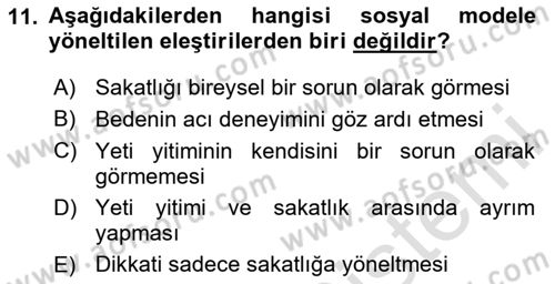 İnsan Davranışı Ve Sosyal Çevre 2 Dersi 2023 - 2024 Yılı Yaz Okulu Sınav Soruları 11. Soru