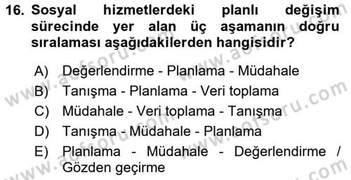İnsan Davranışı Ve Sosyal Çevre 2 Dersi 2023 - 2024 Yılı Yaz Okulu Sınav Soruları 16. Soru