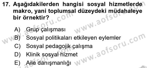 İnsan Davranışı Ve Sosyal Çevre 2 Dersi 2023 - 2024 Yılı Yaz Okulu Sınav Soruları 17. Soru
