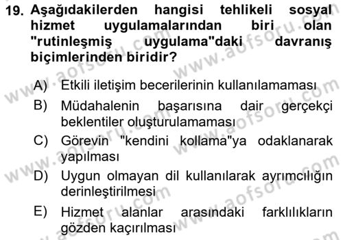 İnsan Davranışı Ve Sosyal Çevre 2 Dersi 2023 - 2024 Yılı Yaz Okulu Sınav Soruları 19. Soru
