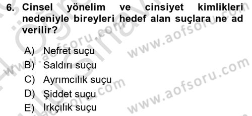 İnsan Davranışı Ve Sosyal Çevre 2 Dersi 2023 - 2024 Yılı Yaz Okulu Sınav Soruları 6. Soru