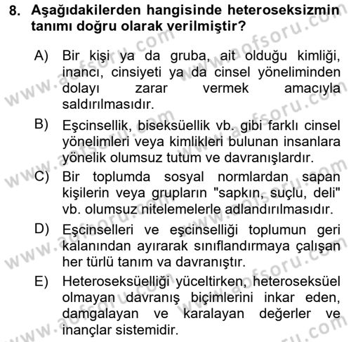 İnsan Davranışı Ve Sosyal Çevre 2 Dersi 2023 - 2024 Yılı Yaz Okulu Sınav Soruları 8. Soru