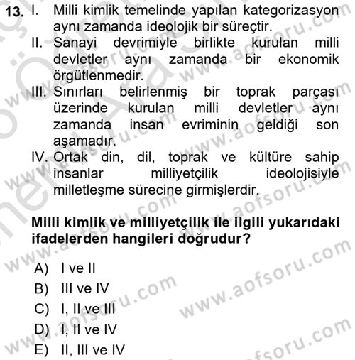 İnsan Davranışı Ve Sosyal Çevre 2 Dersi 2024 - 2025 Yılı (Vize) Ara Sınav Soruları 13. Soru