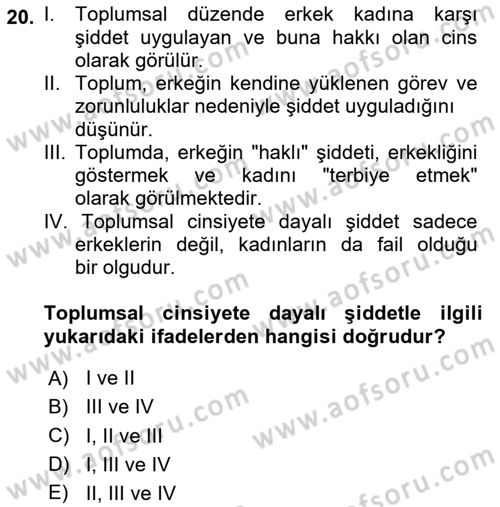 İnsan Davranışı Ve Sosyal Çevre 2 Dersi 2024 - 2025 Yılı (Vize) Ara Sınav Soruları 20. Soru