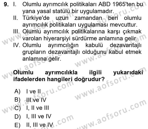 İnsan Davranışı Ve Sosyal Çevre 2 Dersi 2024 - 2025 Yılı (Vize) Ara Sınav Soruları 9. Soru