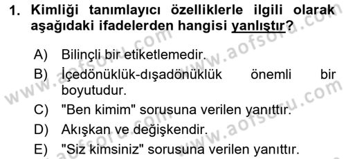 İnsan Davranışı Ve Sosyal Çevre 2 Dersi 2024 - 2025 Yılı (Final) Dönem Sonu Sınav Soruları 1. Soru