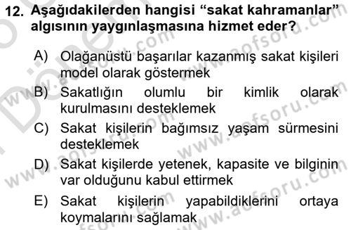 İnsan Davranışı Ve Sosyal Çevre 2 Dersi 2024 - 2025 Yılı (Final) Dönem Sonu Sınav Soruları 12. Soru