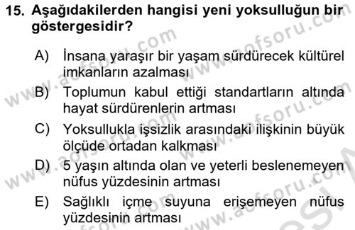 İnsan Davranışı Ve Sosyal Çevre 2 Dersi 2024 - 2025 Yılı (Final) Dönem Sonu Sınav Soruları 15. Soru