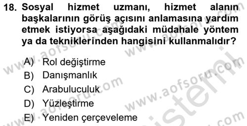İnsan Davranışı Ve Sosyal Çevre 2 Dersi 2024 - 2025 Yılı (Final) Dönem Sonu Sınav Soruları 18. Soru
