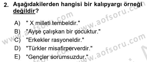 İnsan Davranışı Ve Sosyal Çevre 2 Dersi 2024 - 2025 Yılı (Final) Dönem Sonu Sınav Soruları 2. Soru