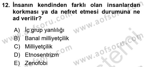 İnsan Davranışı Ve Sosyal Çevre 2 Dersi 2025 - 2026 Yılı (Vize) Ara Sınav Soruları 12. Soru