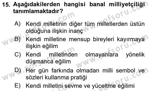 İnsan Davranışı Ve Sosyal Çevre 2 Dersi 2025 - 2026 Yılı (Vize) Ara Sınav Soruları 15. Soru