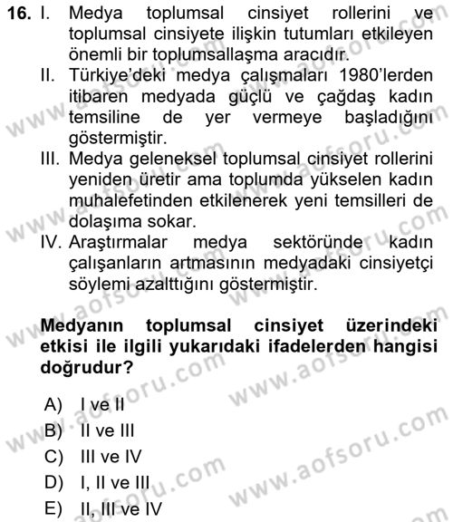 İnsan Davranışı Ve Sosyal Çevre 2 Dersi 2025 - 2026 Yılı (Vize) Ara Sınav Soruları 16. Soru