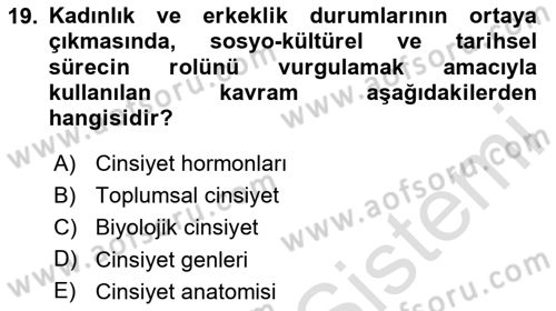 İnsan Davranışı Ve Sosyal Çevre 2 Dersi 2025 - 2026 Yılı (Vize) Ara Sınav Soruları 19. Soru