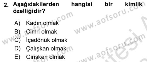 İnsan Davranışı Ve Sosyal Çevre 2 Dersi 2025 - 2026 Yılı (Vize) Ara Sınav Soruları 2. Soru