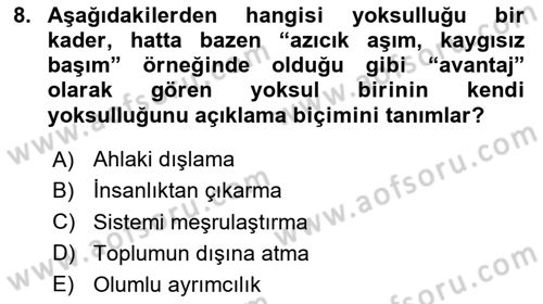 İnsan Davranışı Ve Sosyal Çevre 2 Dersi 2025 - 2026 Yılı (Vize) Ara Sınav Soruları 8. Soru