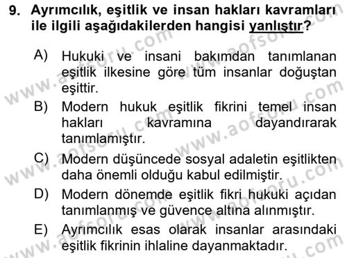 İnsan Davranışı Ve Sosyal Çevre 2 Dersi 2025 - 2026 Yılı (Vize) Ara Sınav Soruları 9. Soru