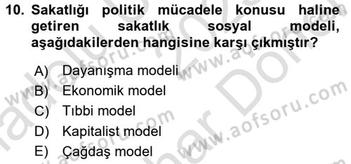İnsan Davranışı Ve Sosyal Çevre 2 Dersi 2025 - 2026 Yılı (Final) Dönem Sonu Sınav Soruları 10. Soru