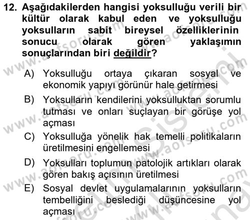 İnsan Davranışı Ve Sosyal Çevre 2 Dersi 2025 - 2026 Yılı (Final) Dönem Sonu Sınav Soruları 12. Soru