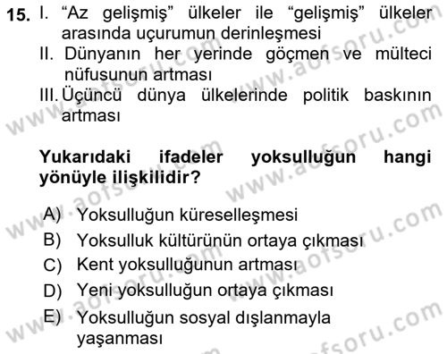 İnsan Davranışı Ve Sosyal Çevre 2 Dersi 2025 - 2026 Yılı (Final) Dönem Sonu Sınav Soruları 15. Soru
