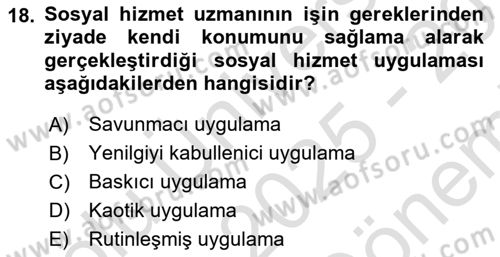 İnsan Davranışı Ve Sosyal Çevre 2 Dersi 2025 - 2026 Yılı (Final) Dönem Sonu Sınav Soruları 18. Soru