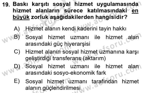 İnsan Davranışı Ve Sosyal Çevre 2 Dersi 2025 - 2026 Yılı (Final) Dönem Sonu Sınav Soruları 19. Soru