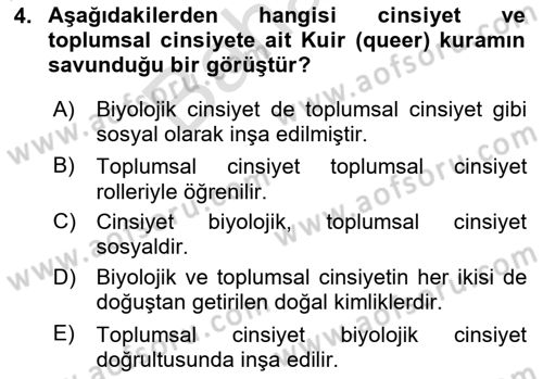 İnsan Davranışı Ve Sosyal Çevre 2 Dersi 2025 - 2026 Yılı (Final) Dönem Sonu Sınav Soruları 4. Soru