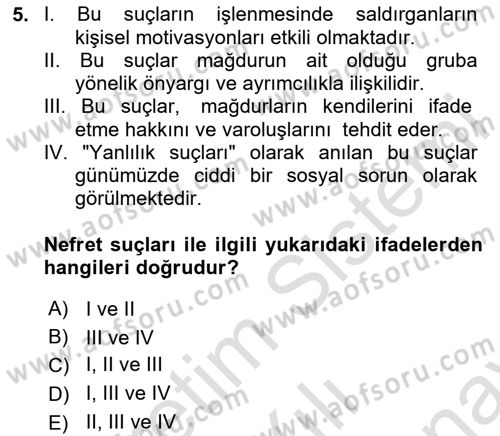 İnsan Davranışı Ve Sosyal Çevre 2 Dersi 2025 - 2026 Yılı (Final) Dönem Sonu Sınav Soruları 5. Soru
